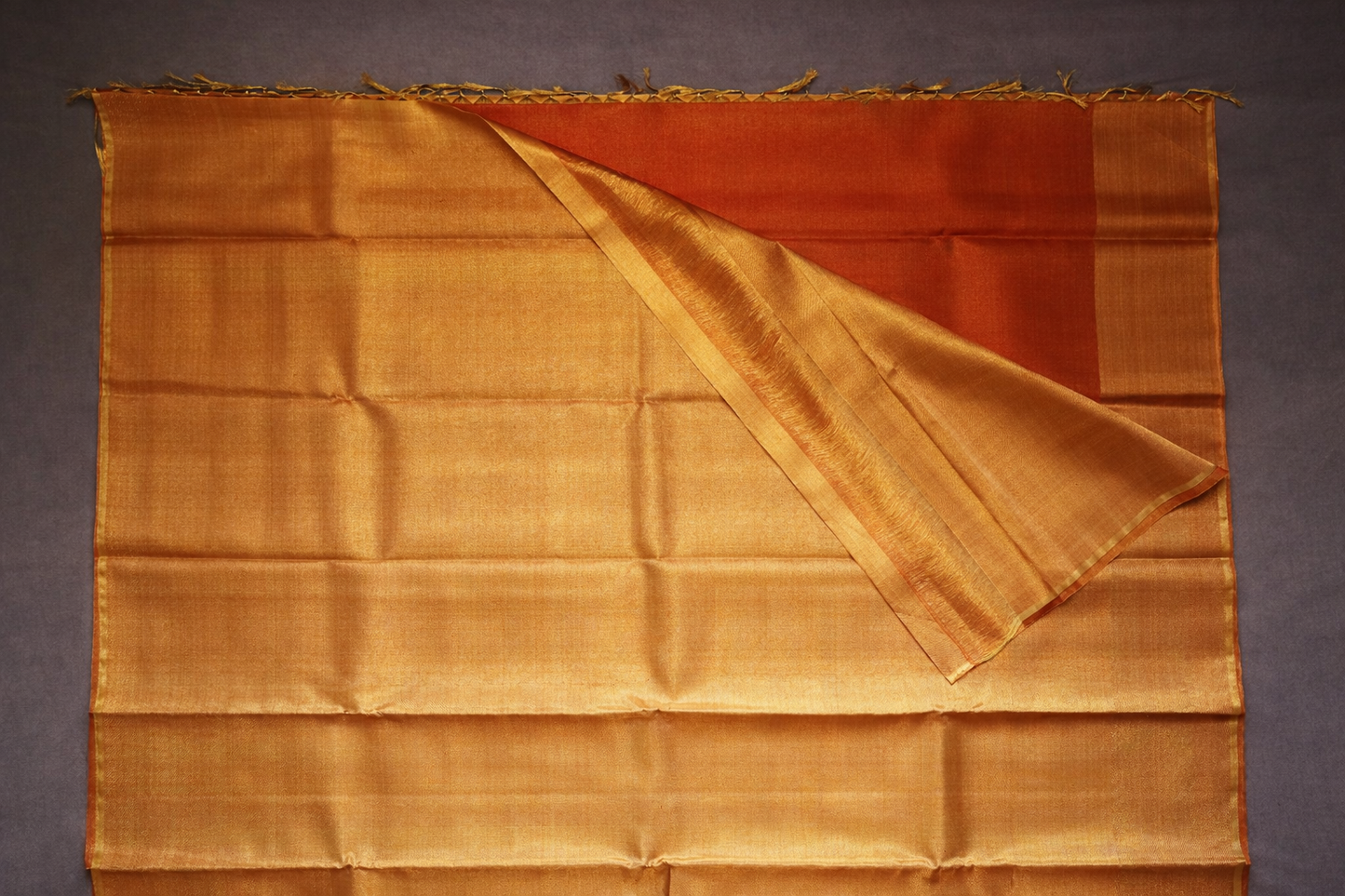 Classic Golden Kanchipuram Silk Saree with Subtle Zari Finish