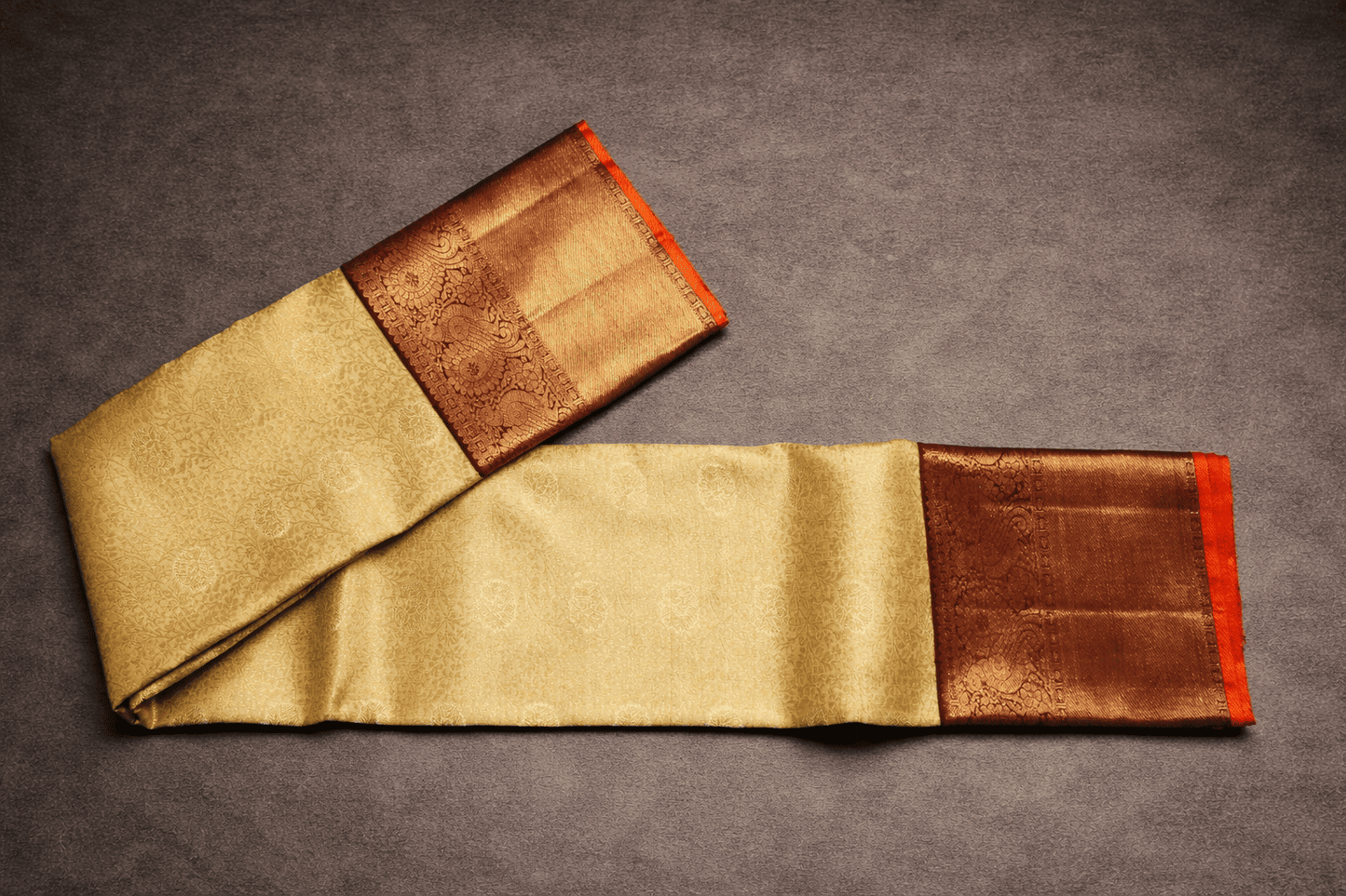 Regal Kanchipuram Silk Saree in Antique Gold & Crimson