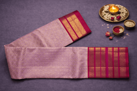 Baby Pink & Fuchsia Rose Kanchipuram Silk Saree