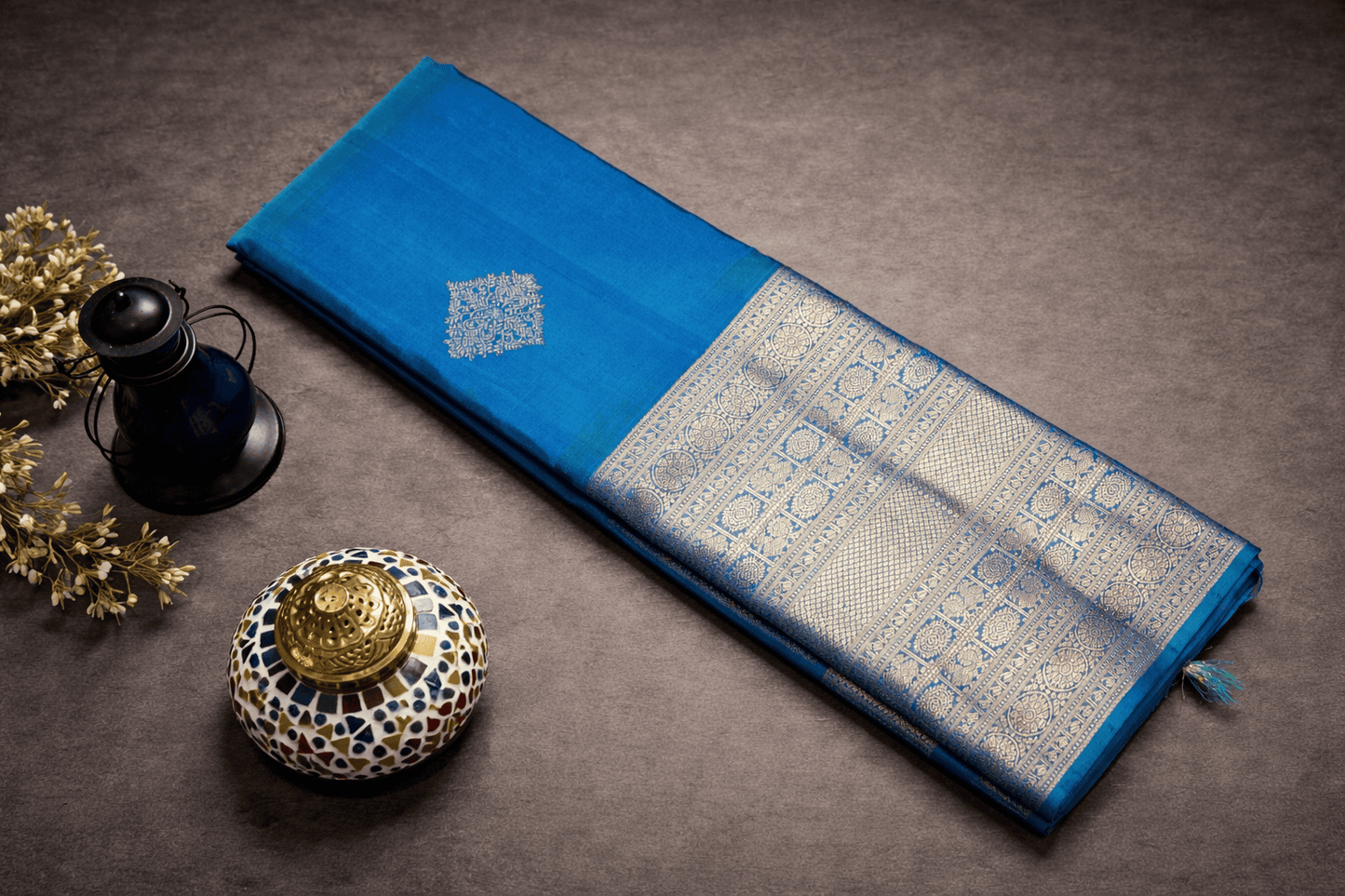 Elegant Blue Kanjivaram Silk Saree with Rich Gold Zari Border