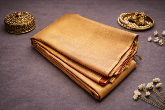 Classic Golden Kanchipuram Silk Saree with Subtle Zari Finish