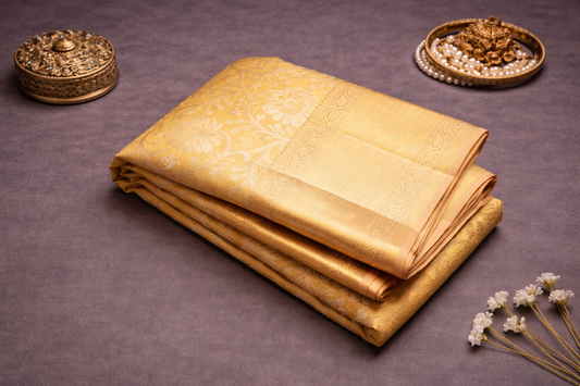 Classic Golden Tissue Kanchipuram Silk Saree with Subtle Zari Finish