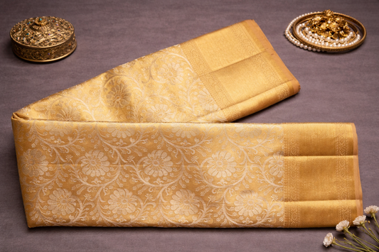 Classic Golden Tissue Kanchipuram Silk Saree with Subtle Zari Finish