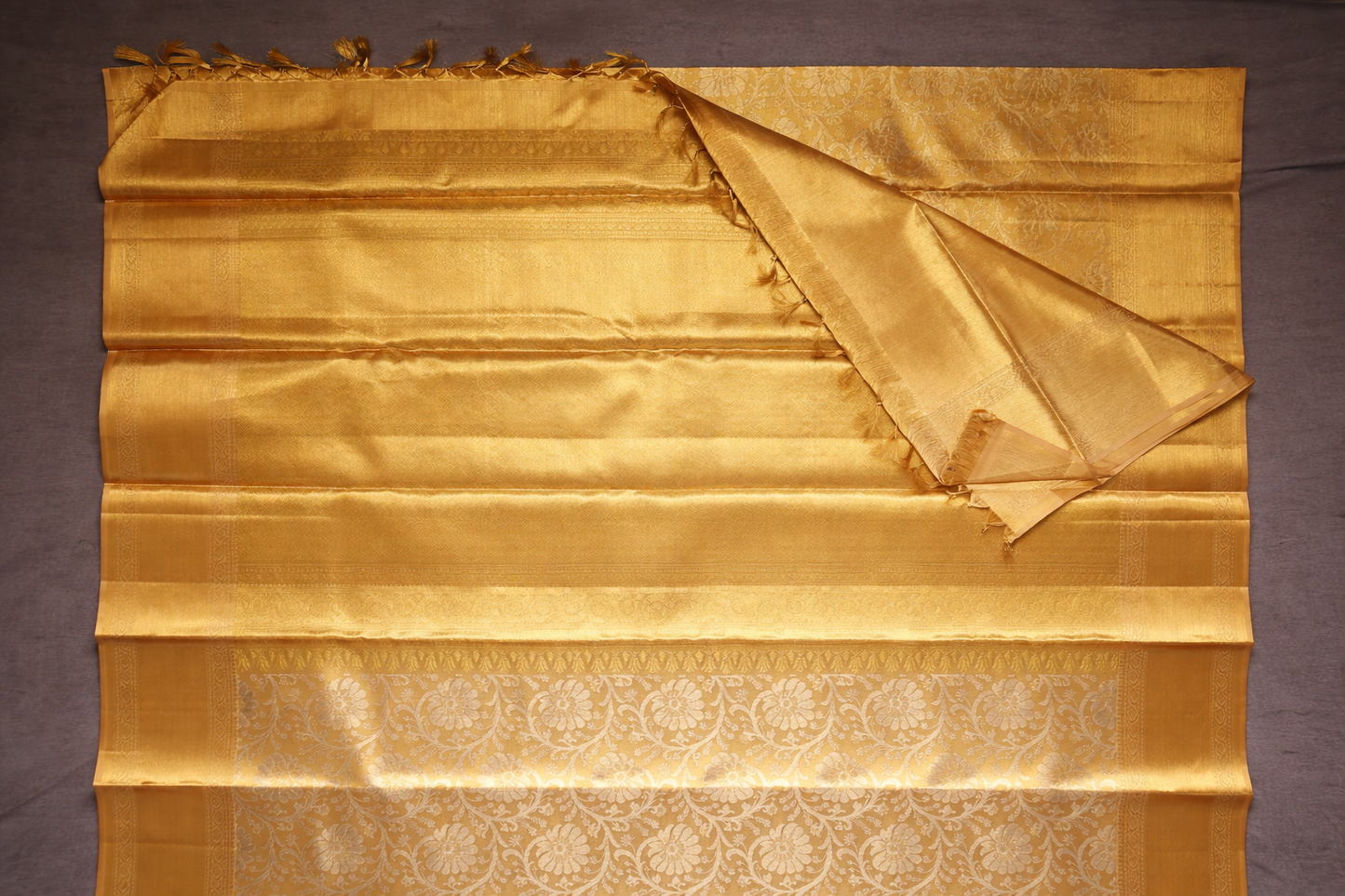 Classic Golden Tissue Kanchipuram Silk Saree with Subtle Zari Finish